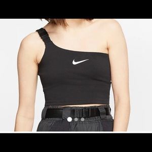 nike buckle strap asymmetrical crop tank